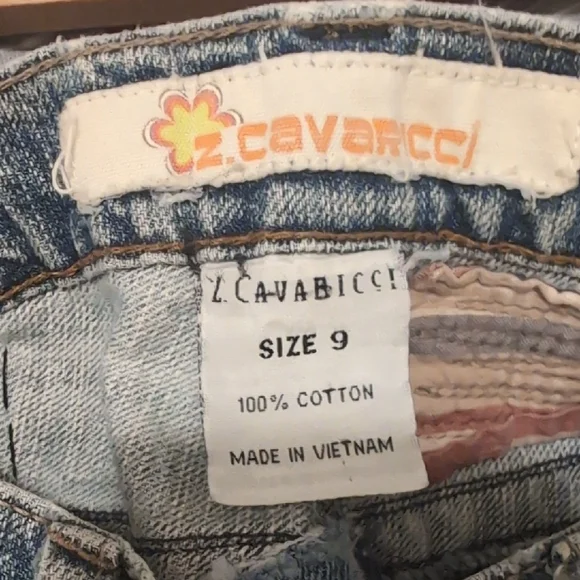 Z. Cavaricci Blue Flare Jeans with Distressed Patches - Picture 11 of 12